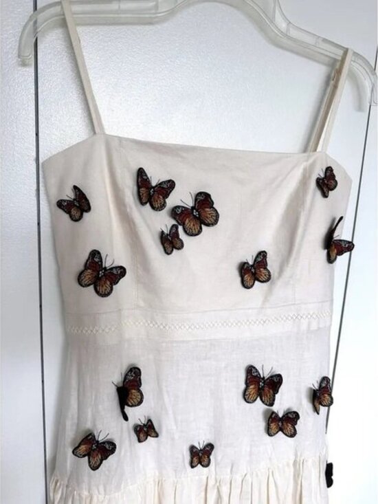 Agua By Agua Bendita Embroidered Butterfly Linen Maxi Dress - Picture 2 of 8